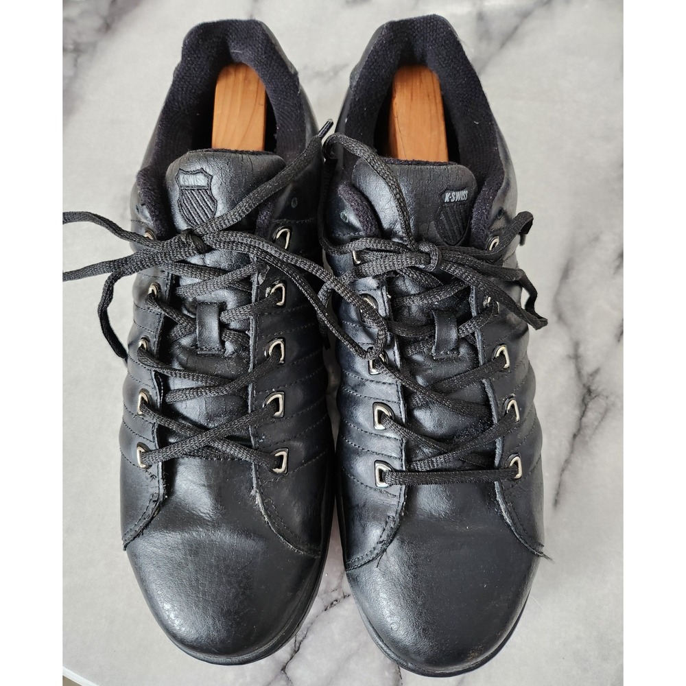 K Swiss Womens Black Leather Lace Up Low Top Sneakers Shoes Size 9 11